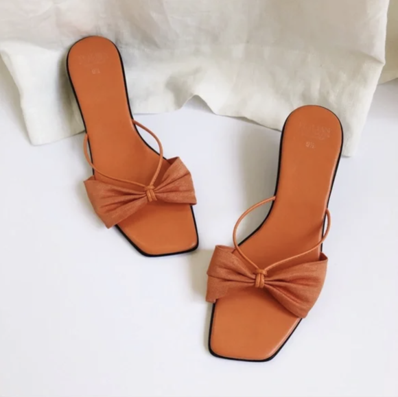 Orange Square Toe Sandals